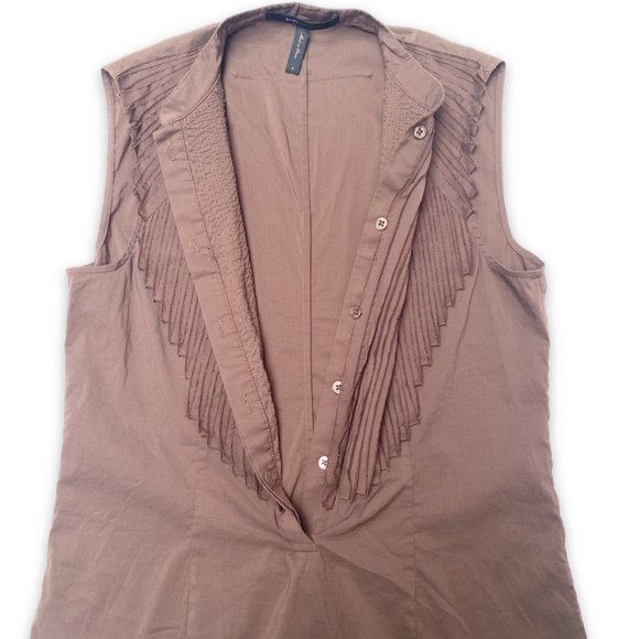 BCBGMaxAzria - Chestnut Western Styled 3/4th Button Down Top, Size Small - Picture 3 of 7